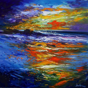 Stormy Sunset Machrihanish Kintyre 36x36